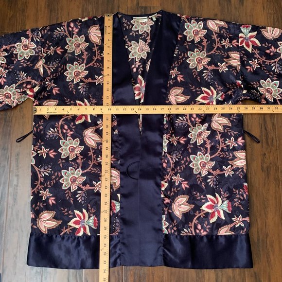 Rare Vintage VICTORIA'S SECRET Gold Label Satin Floral Kimono Robe - Picture 9 of 9